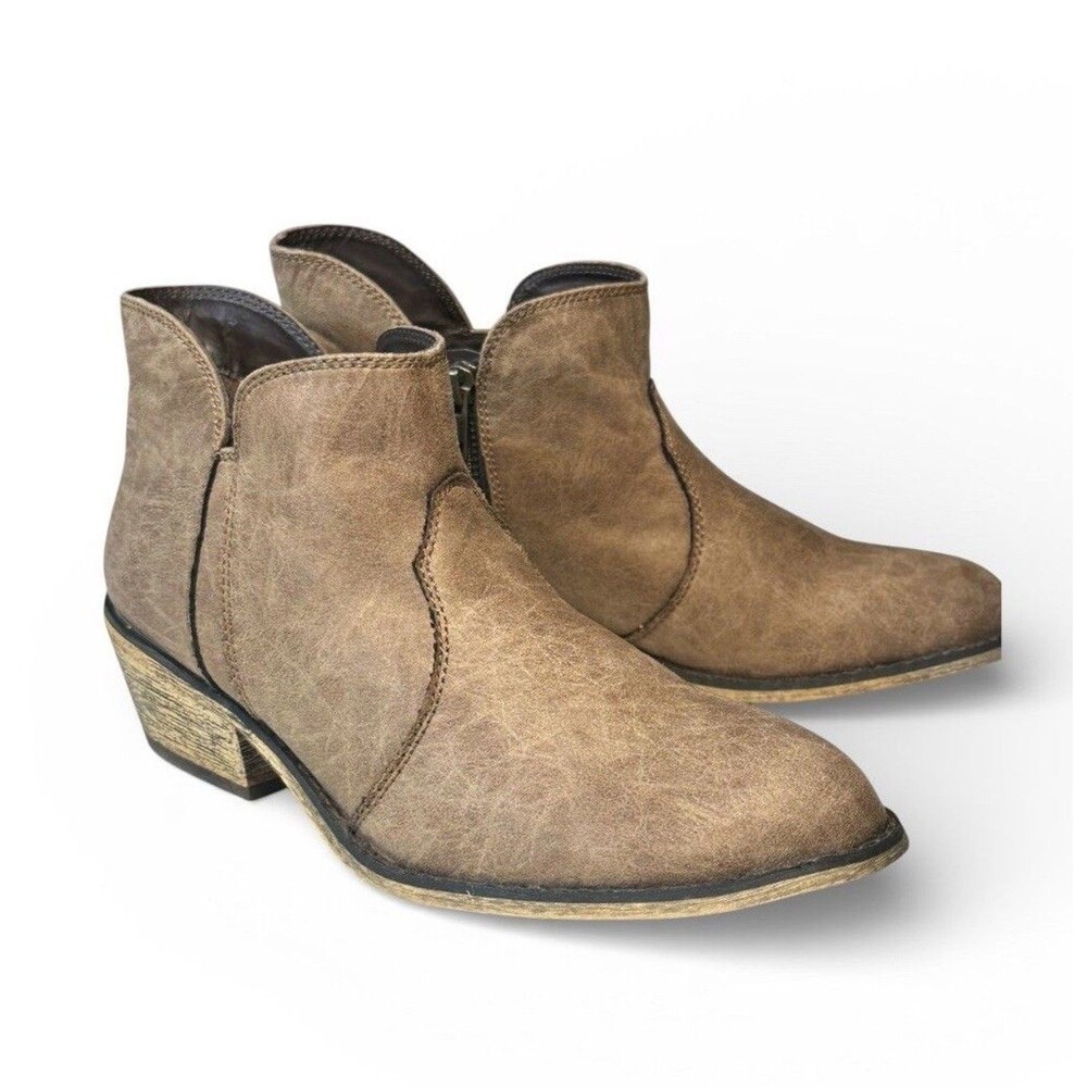 Dingo Ankle Cowboy Boots Womens Size 8.5 Tan Leather Western Cowgirl